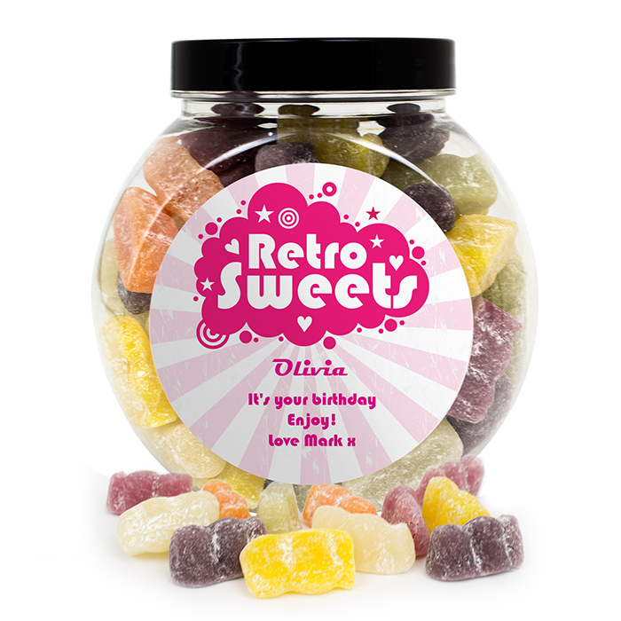 Retro Pink Jelly Babies Sweet Jar